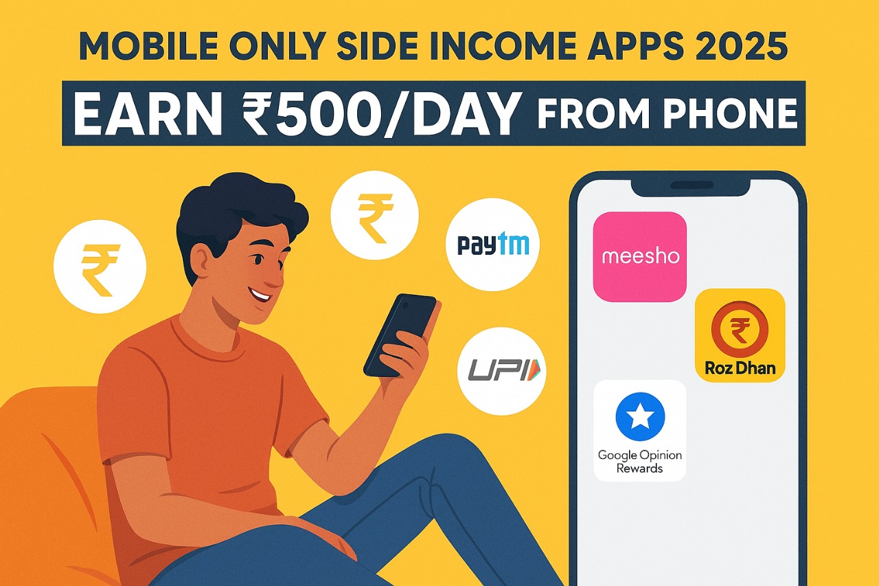 Mobile Only Side Income Apps 2025: ₹500/Day Se Start Kare – The Unstoppable Way to Earn from Your Phone!